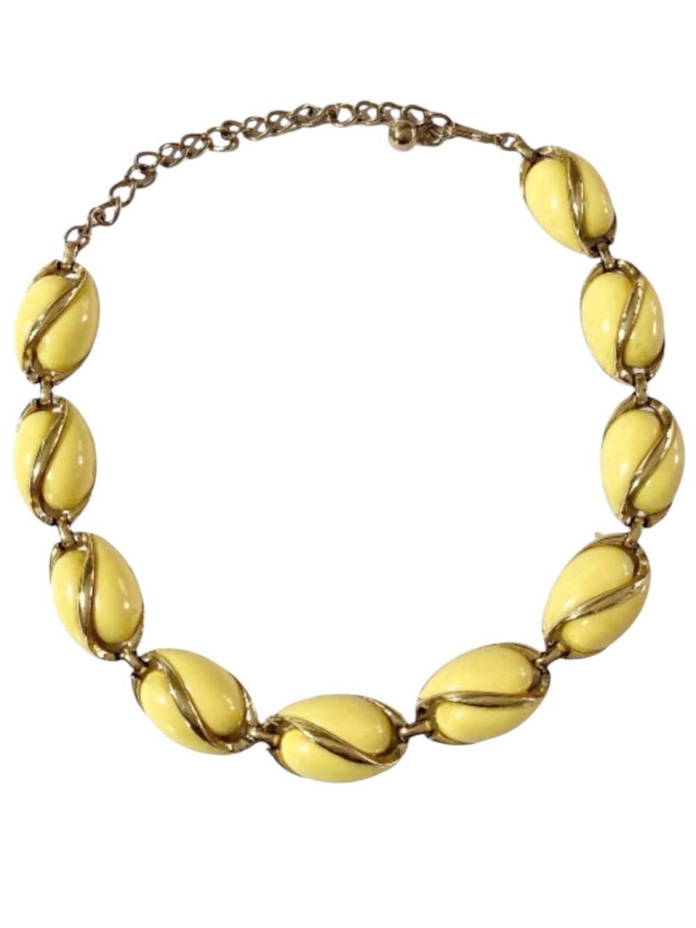 Vintage Coro Butter Yellow Gold Tone Statement Choker Necklace 60s Mod MCM Retro